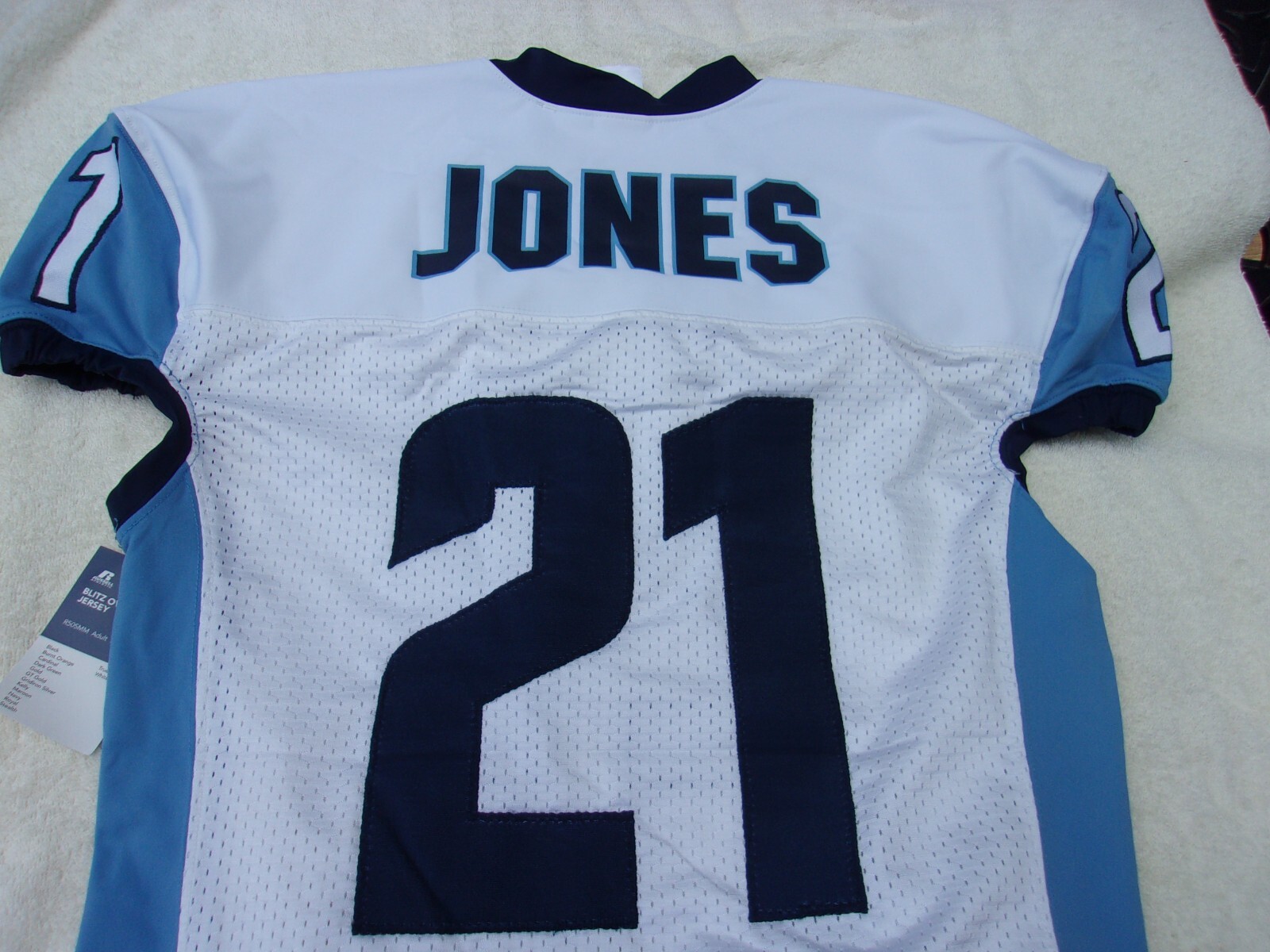 NWOT Russell game cut football jersey, nylon blend, mens L, Bearcats, Jones, #21 gallery