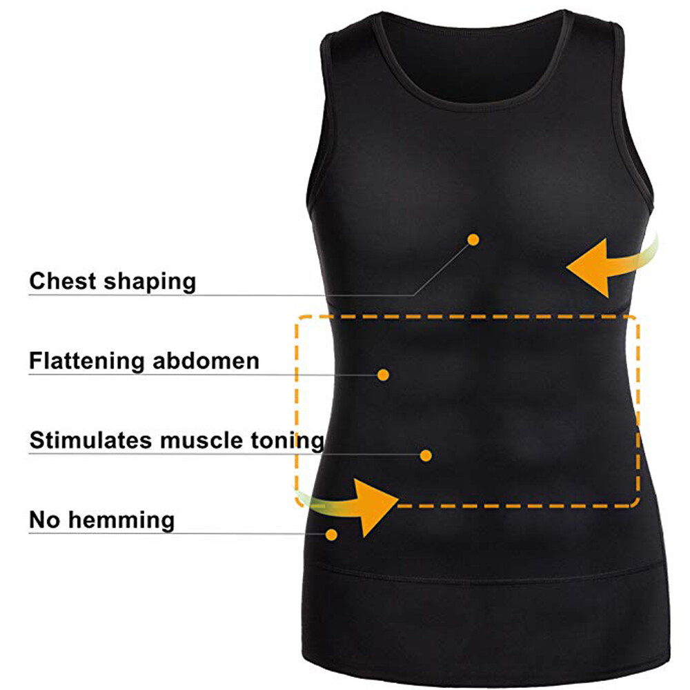Men's Body Shaper Toning T-Shirt Ultra Durable Tank Compression Underwear Tops gallery