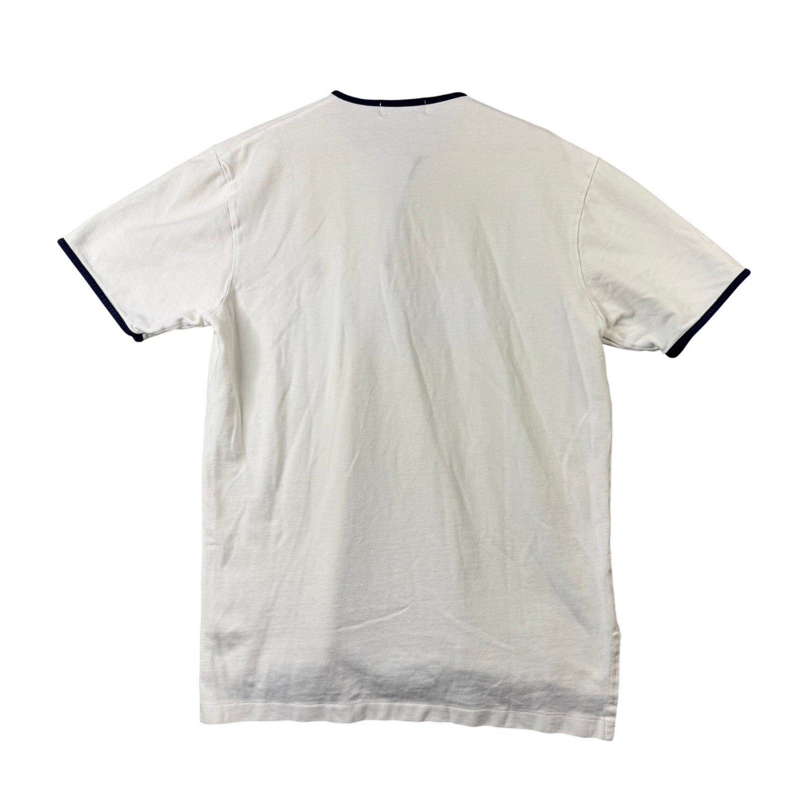 Polo Ralph Lauren Vintage Large White Henley Short Sleeve Pique T-Shirt L Trim gallery