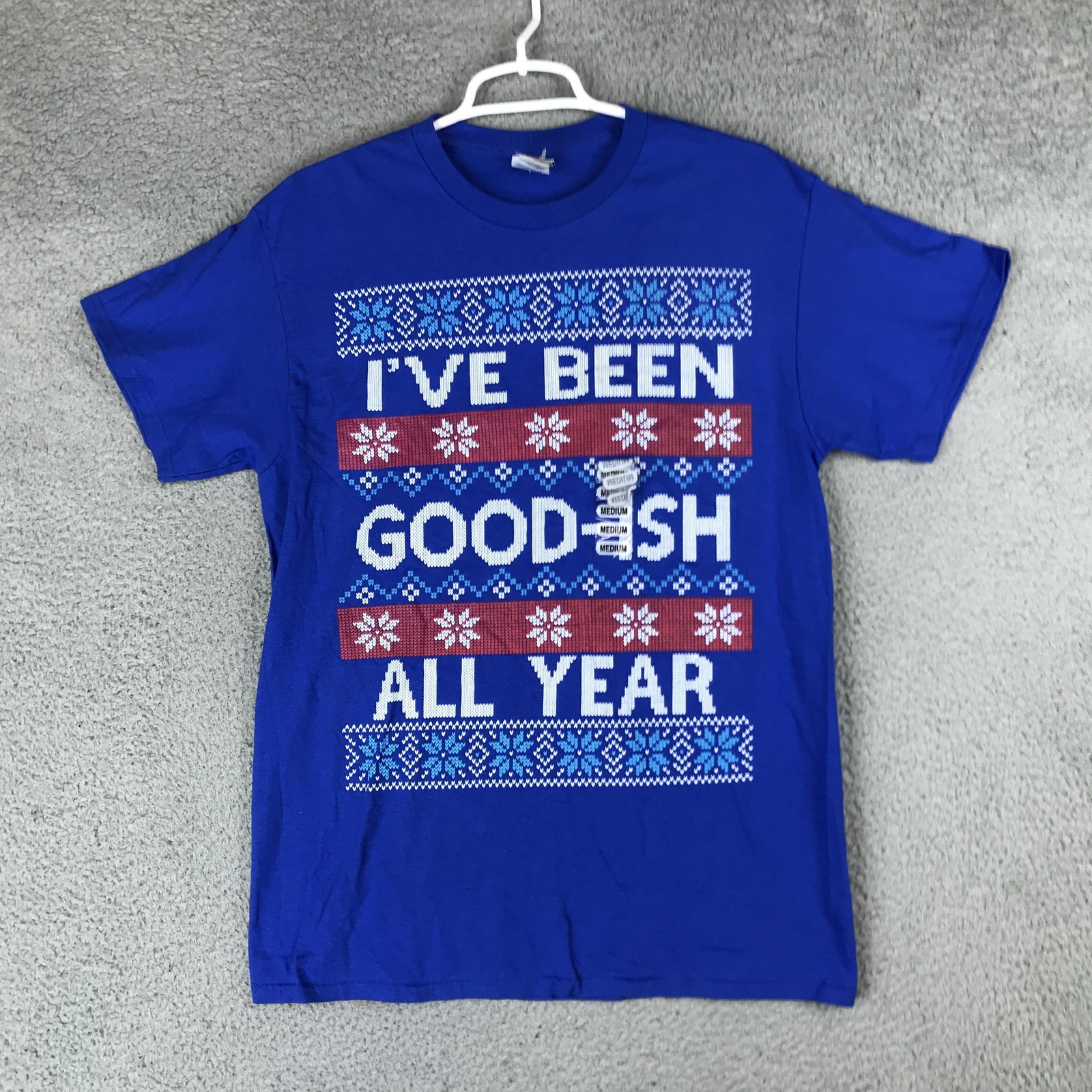 Delta Pro Weight Shirt Mens Medium Blue I've Been Good-ish All Year Ugly Xmas gallery