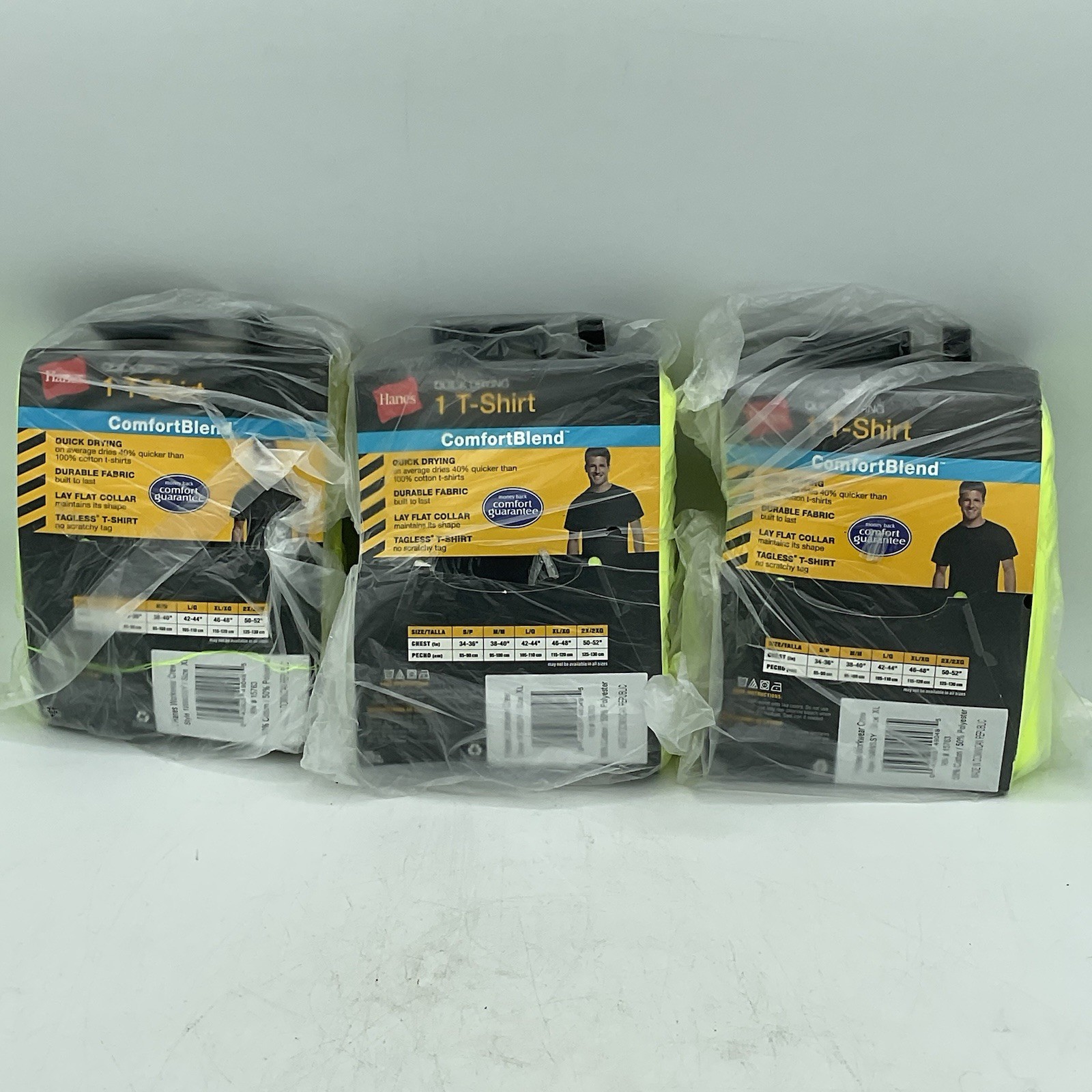 Hanes Men's T-shirt Comfort Blend Quick Drying Crew Neck 3-Packs Yellow Sz. XL gallery