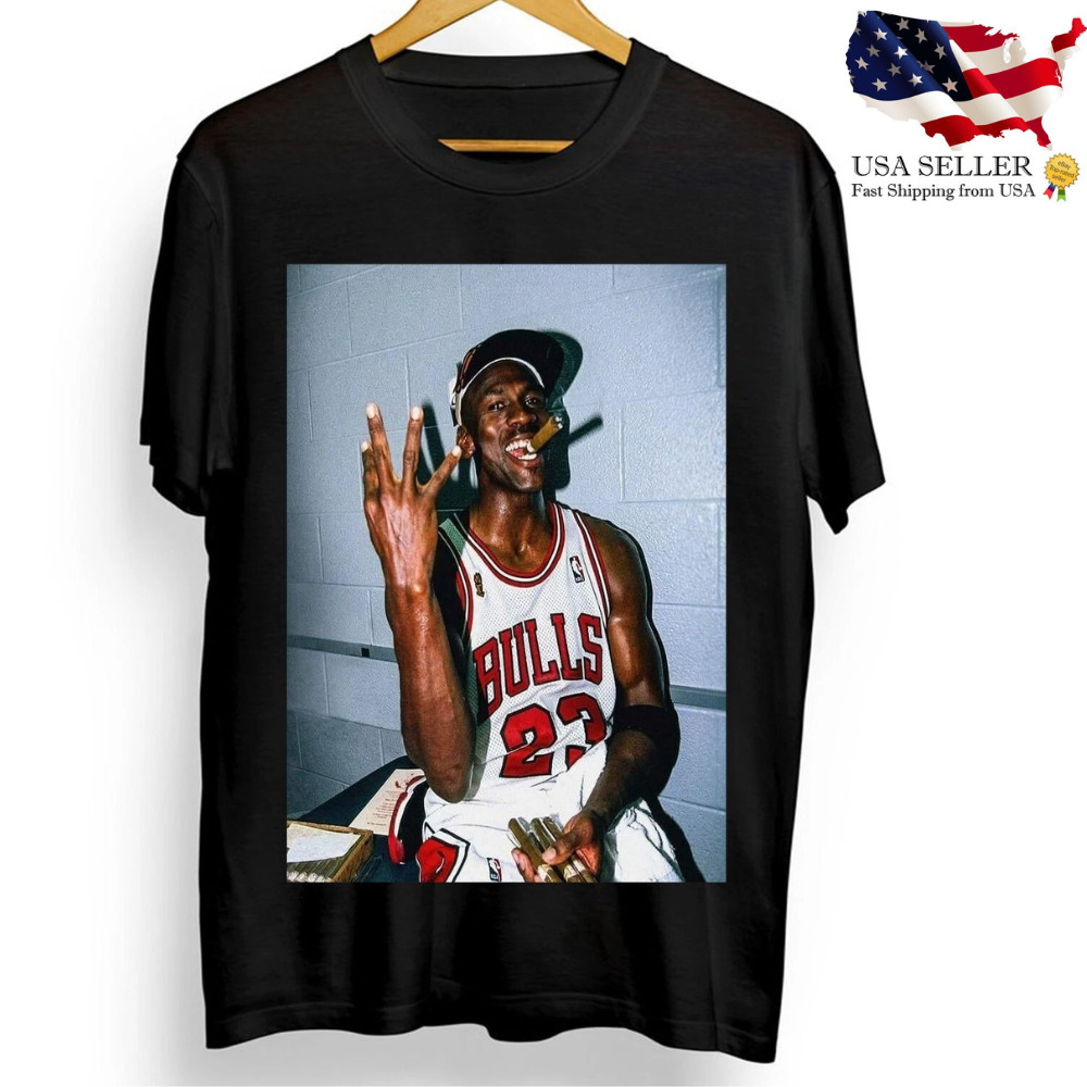 MICHAEL JORDAN & New T-shirt Chicago Bulls Cigar Championship 23 vintage 90s NBA gallery