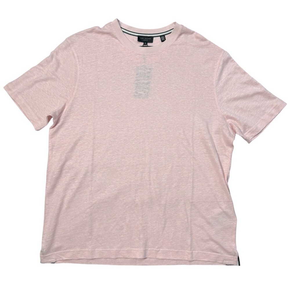NWT New $95 Ted Baker Flinlo Linen Crew Neck Light Pink T-Shirt Size 5 US XL gallery