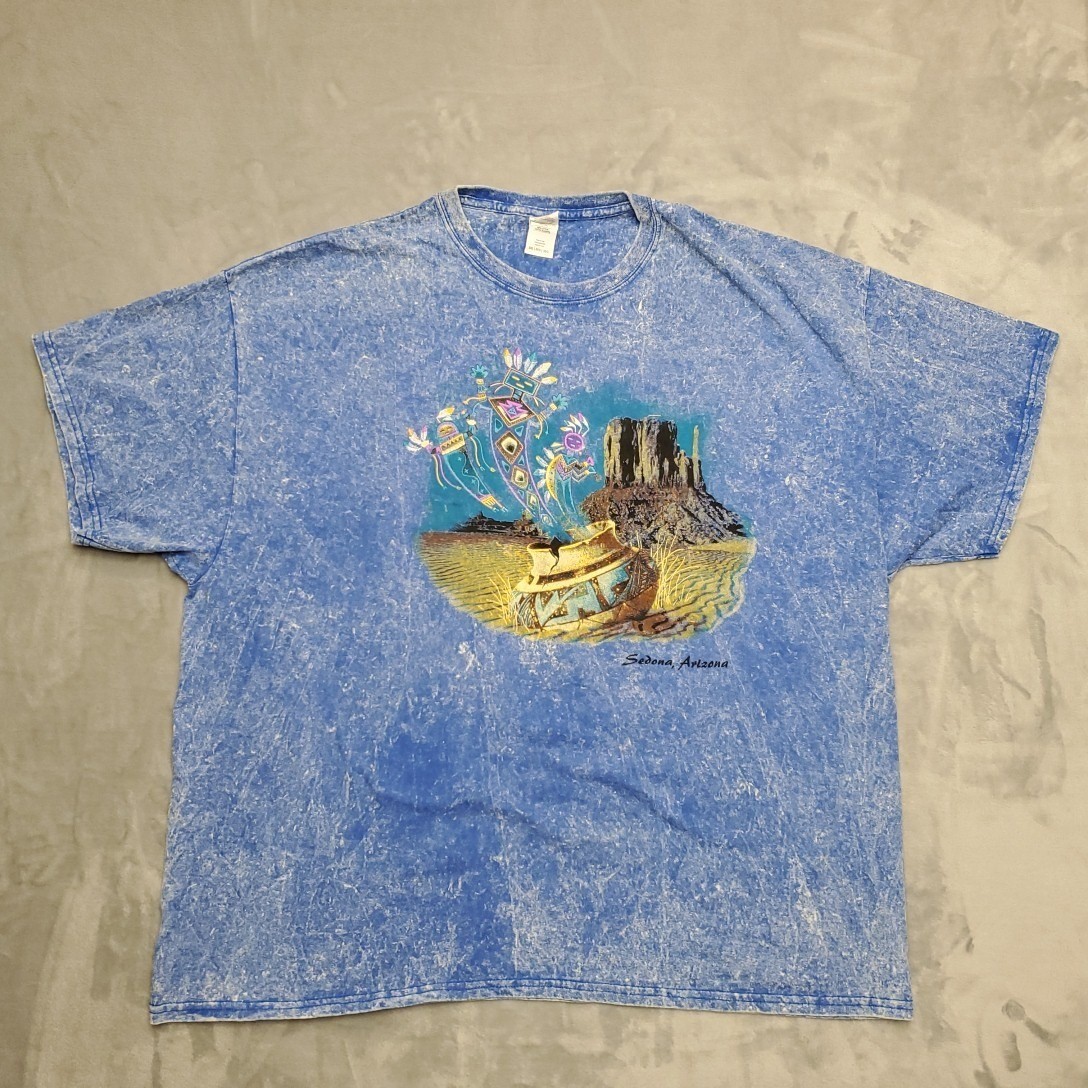 Vintage Sedona Arizona Shirt Men 3XL Blue Southwestern Cowboy Aztec Tourist TEE