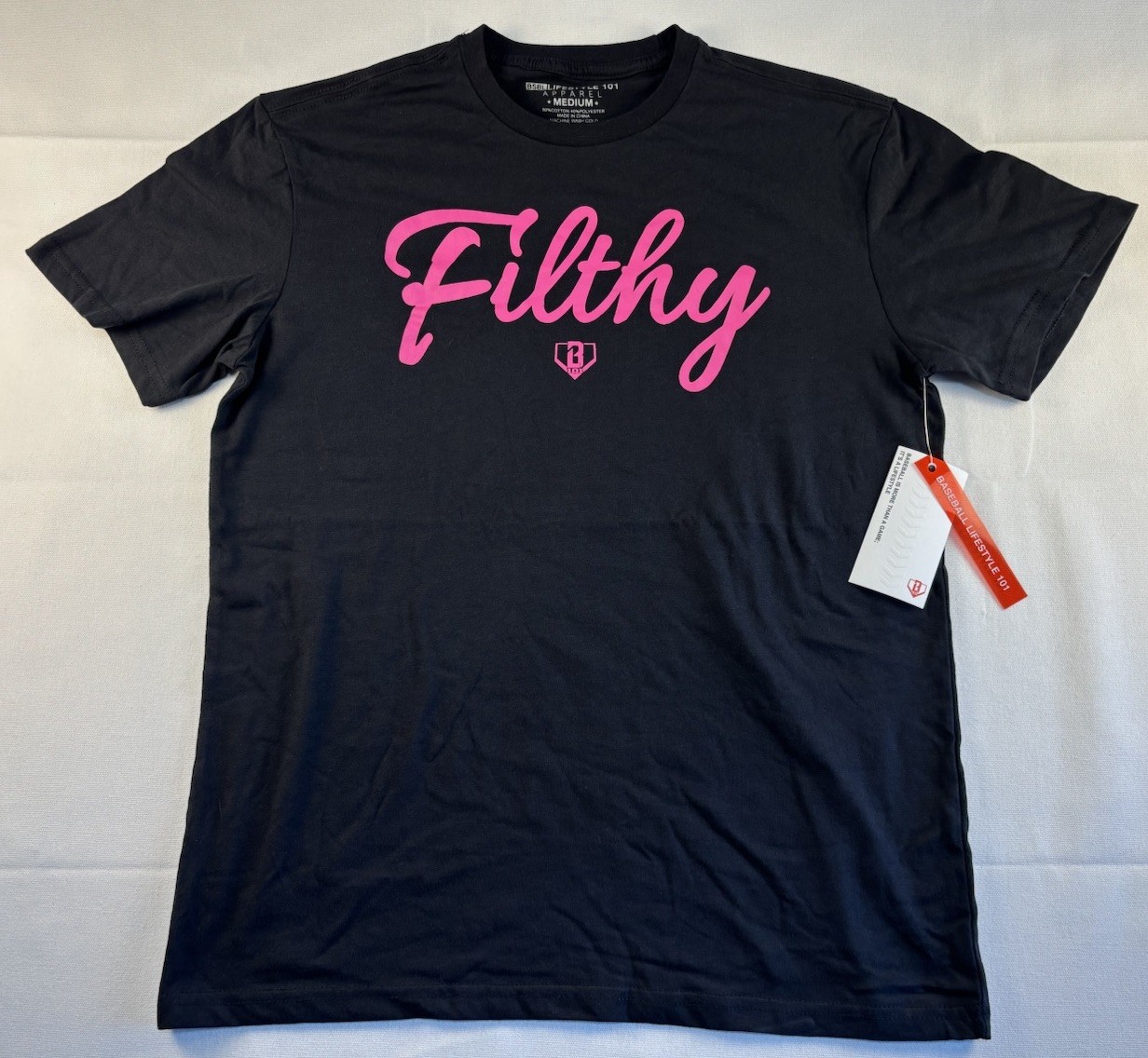 Baseball Lifestyle 101 Adult M Medium Filthy Tee Black Pink Graphic Tee NEW gallery