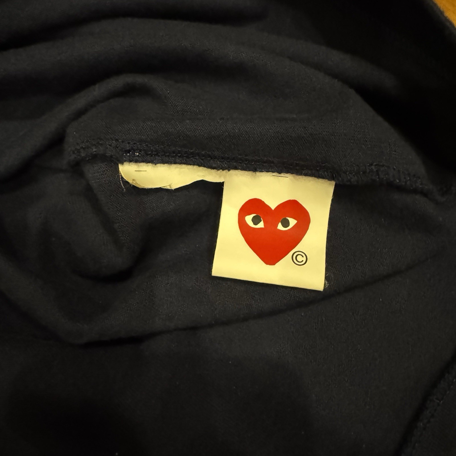 PLAY Comme des Garcons Navy Embroidered Heart Logo Crewneck Tee Size XL gallery