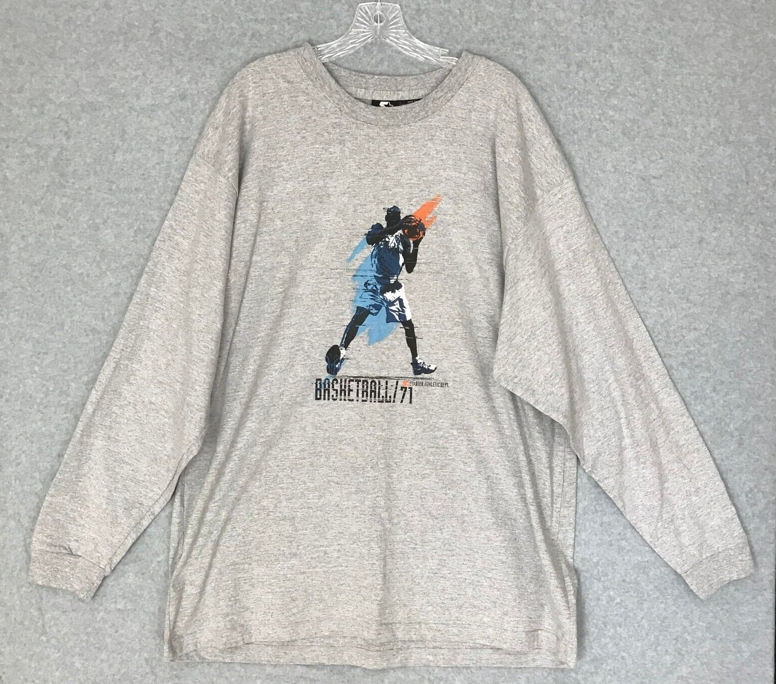 NWT STARTER Vintage 90s Basketball 71 Spell Out Logo T-Shirt Long Sleeve 2XL NEW gallery