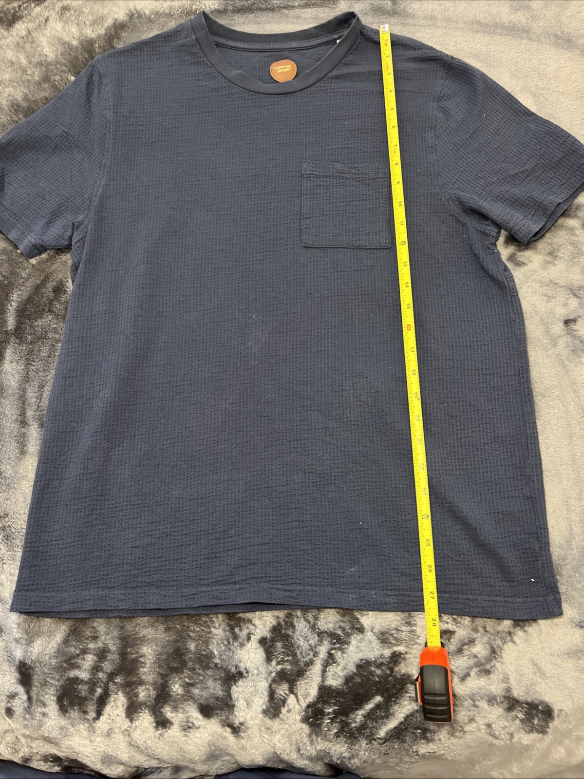 Common P eople Men's Navy Waffle Knit Pocket T-Shirt gallery