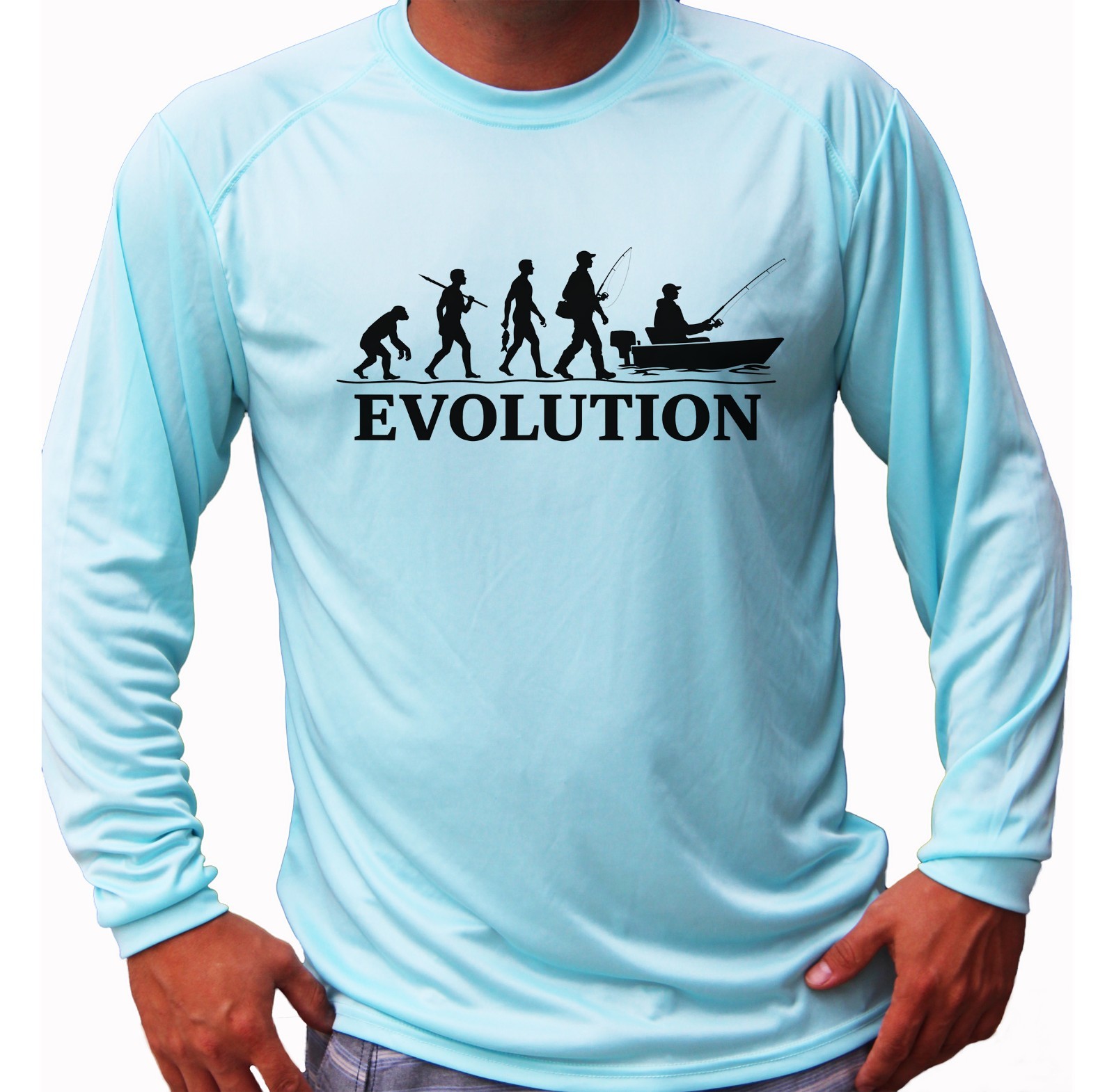 Evolution Fisherman Fishing Sun Boat Beach UPF 50 T-Shirt Sport UV Protection