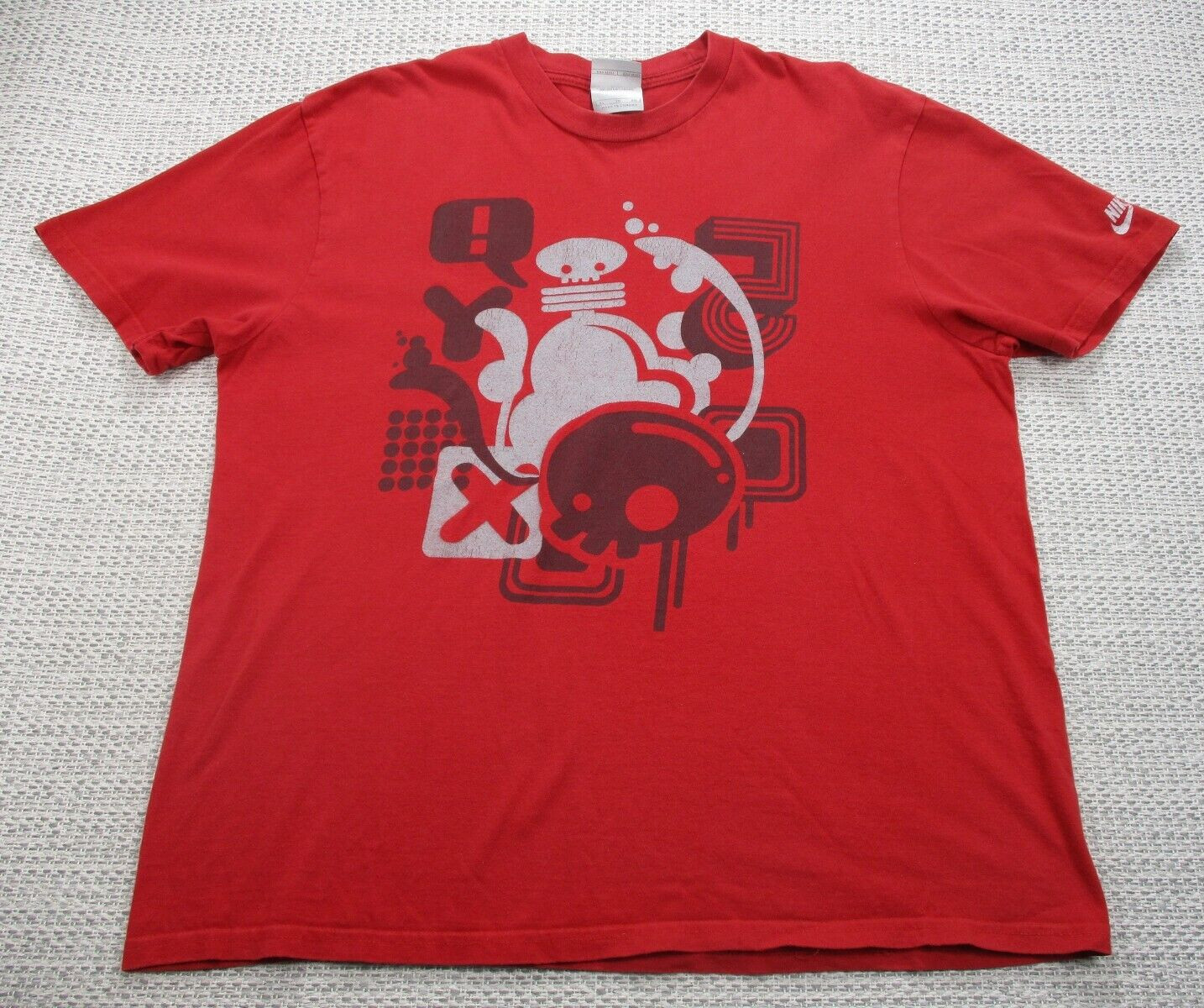 VTG Nike Shirt Mens XL Nike Gray Tag Red Abstract Print Sports Casual 80’s