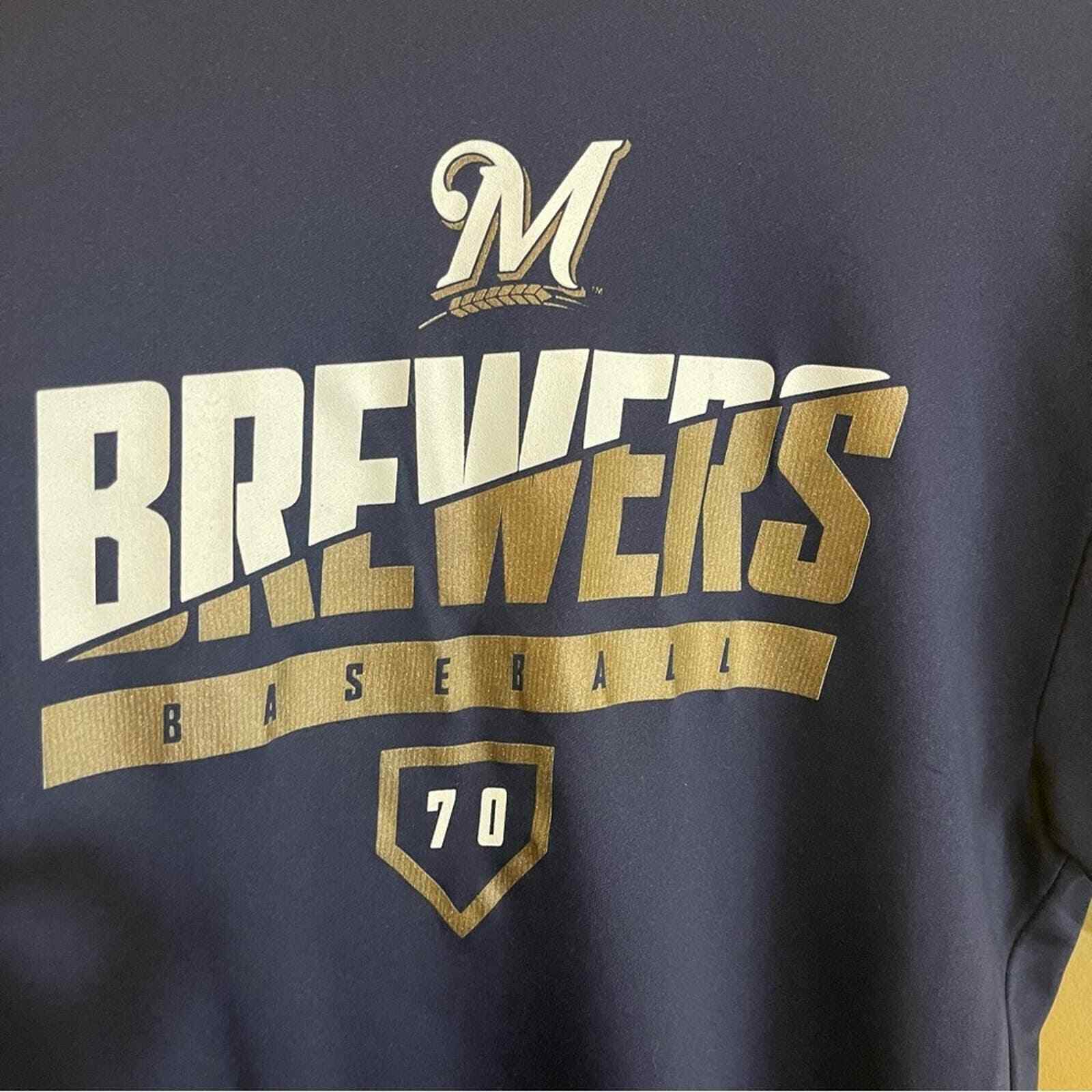 Augusta Sportswear Milwaukee Brewers Mens Navy Blue Performance T-Shirt Size M gallery