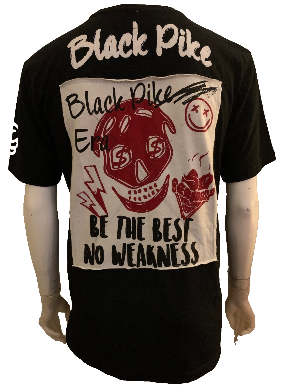 Black Pike men's all seasons T shirt graphic printed black red white M cott blen gallery