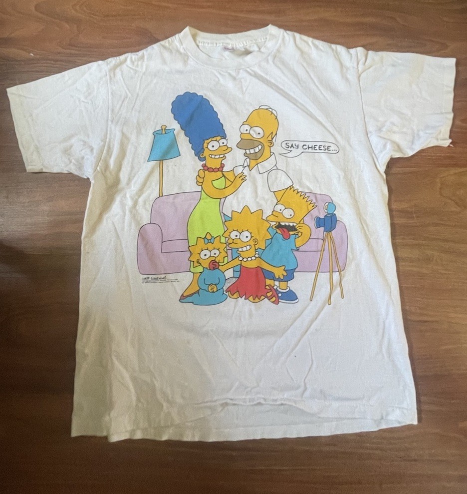 Vintage The Simpsons Men’s XL White Short Sleeve Crew Neck Cotton Preshrunk Tee