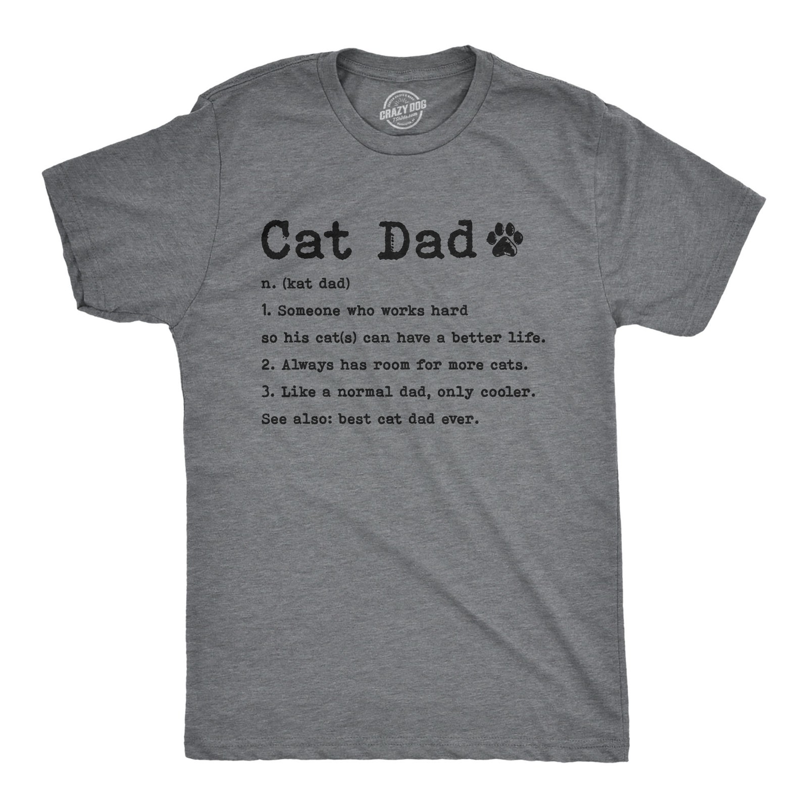 Mens Cat Dad Definition T Shirt Funny Father’s Day Pet Kitty Animal Lover