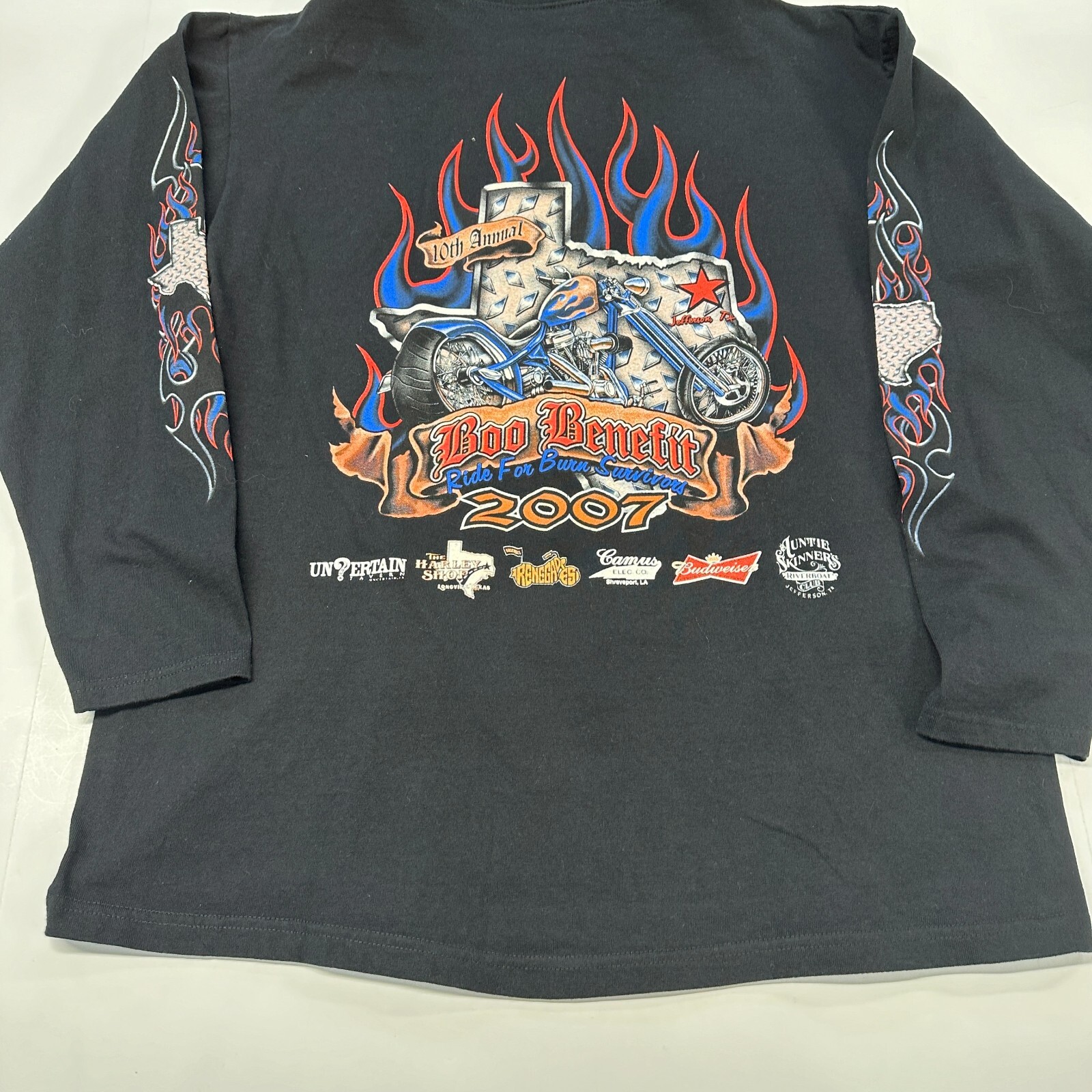 2007 Boo Run biker Rally Anvil Pre-Shrunk Pullover Shirt Long Sleeve Size L