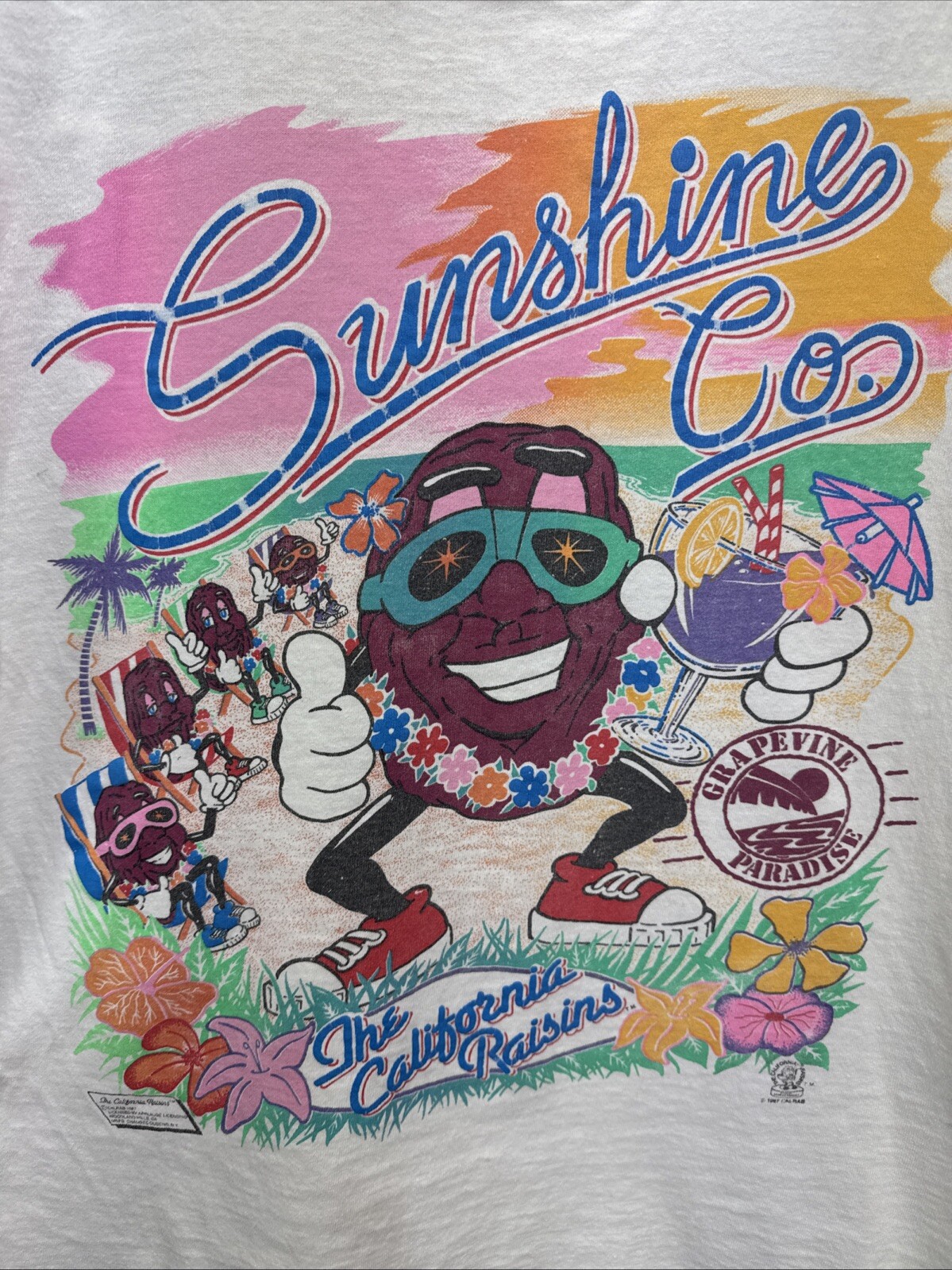 Vintage 1987 California Raisins Sunshine Co Graphic Tee Shirt Mens Size Large