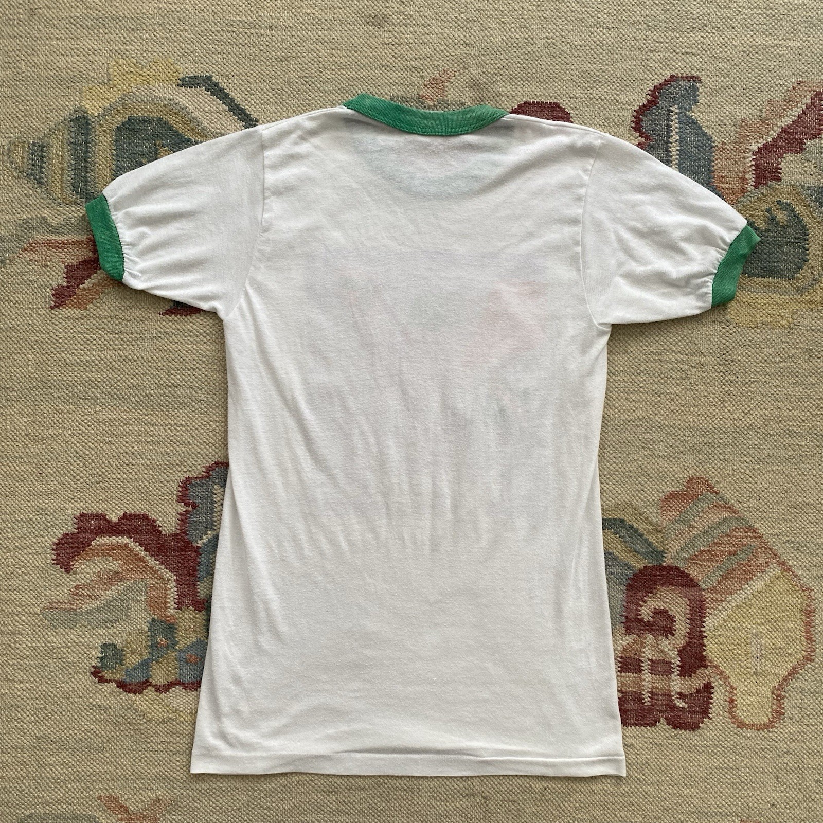 Vintage 80s Ringer T Shirt Small Mayfest 1985 White Green Stedman Kite gallery