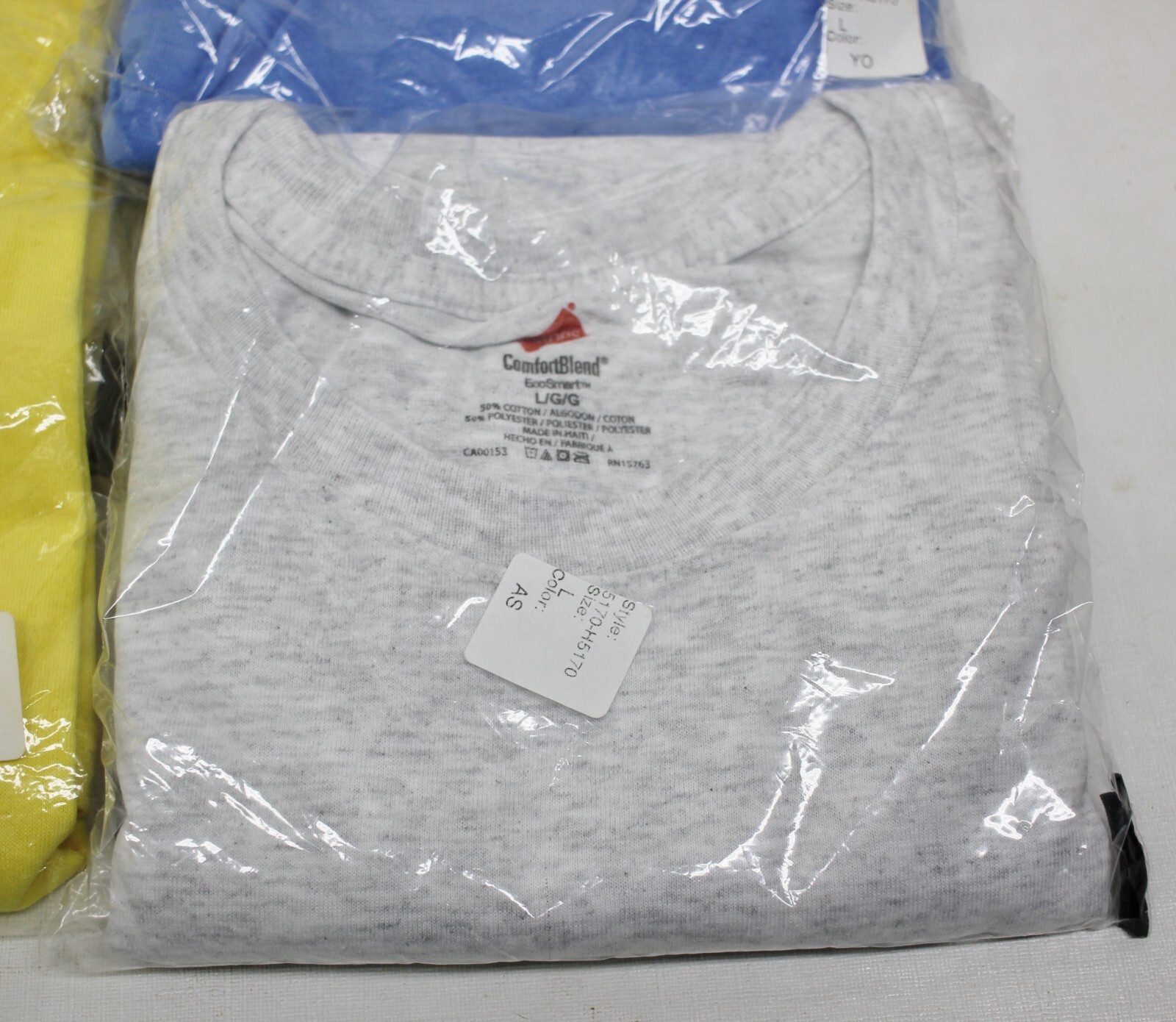 Lot of 4 Hanes Men's 50/50 EcoSmart Crew Neck Tee Shirt T-Shirt LG Large gallery