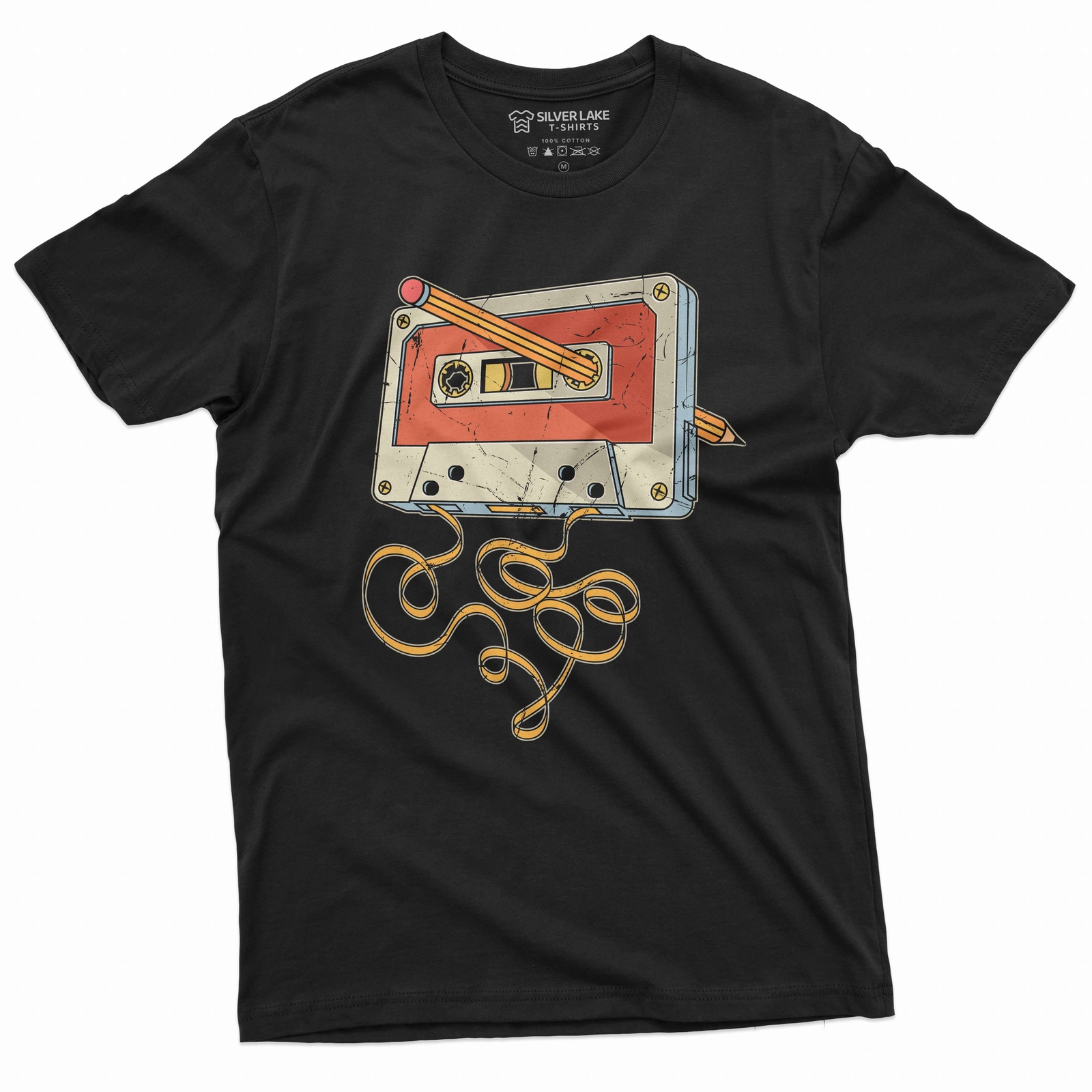 Men's vintage cassette tape with pencil T-shirt 80s 90s born nostalgic gift gallery