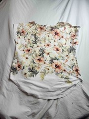 Ember Shirt Top Womens Large White Floral Short Sleeve Scoop Neck Casual Stretch