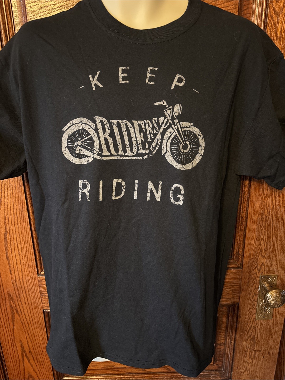 KEEP RIDERS RIDING Motorcycle Design Black T-SHIRT, Biker, Moto, Cotton, Size L gallery