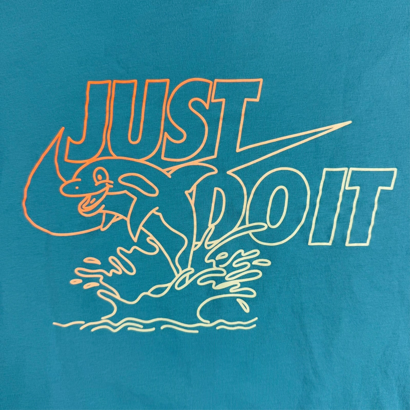 Nike Mens XL Teal Green 100% Cotton Dolphin "Just Do It" Logo Graphic T-Shirt gallery