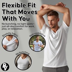 Brooklyn Vertical Mens 6-Pack V Neck Undershirts Short Sleeve Cotton Round Neck