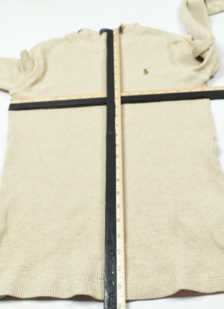 Polo Ralph Lauren Waffle-Knit Thermal Shirt Mens Small Beige Long Sleeve Slim gallery