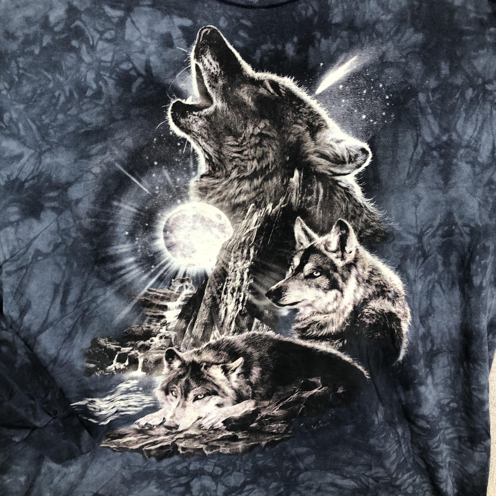 The Mountain Shirt Mens 2XL Black Wolves Moon Tie Dye Long Sleeve Graphic gallery