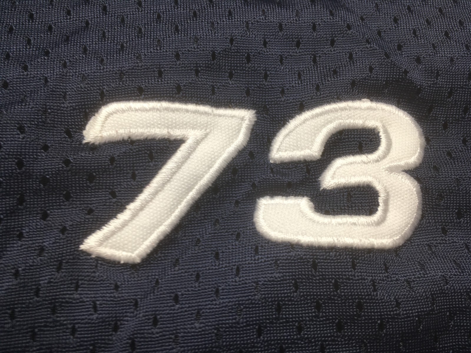 Tommy Hilfiger Jeans Mesh Jersey, Blue White Number 73 Size Large S gallery