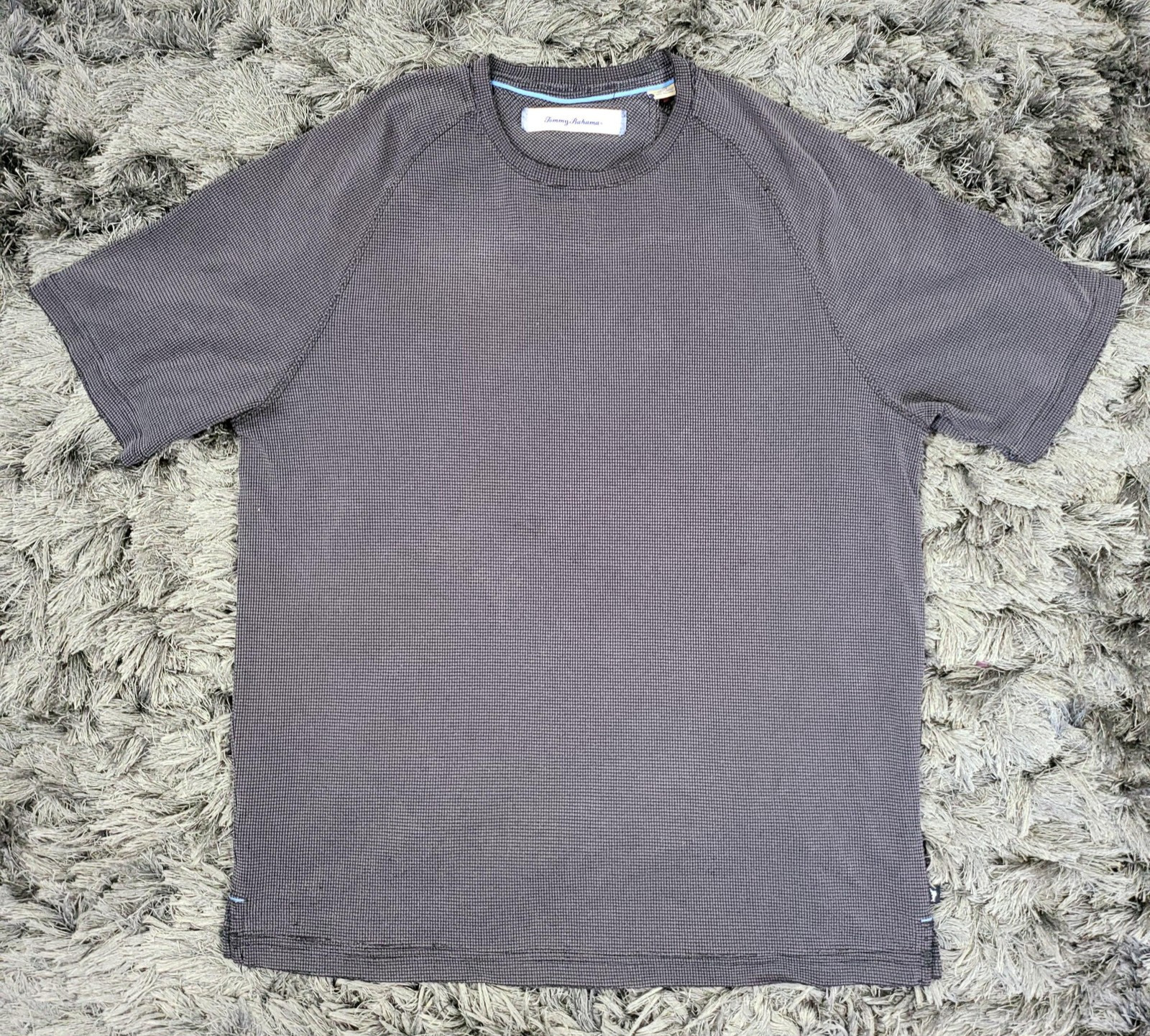 Tommy Bahama Shirt Mens Medium Gray Check Tee Modal Blend Soft Lightweight Flaw gallery