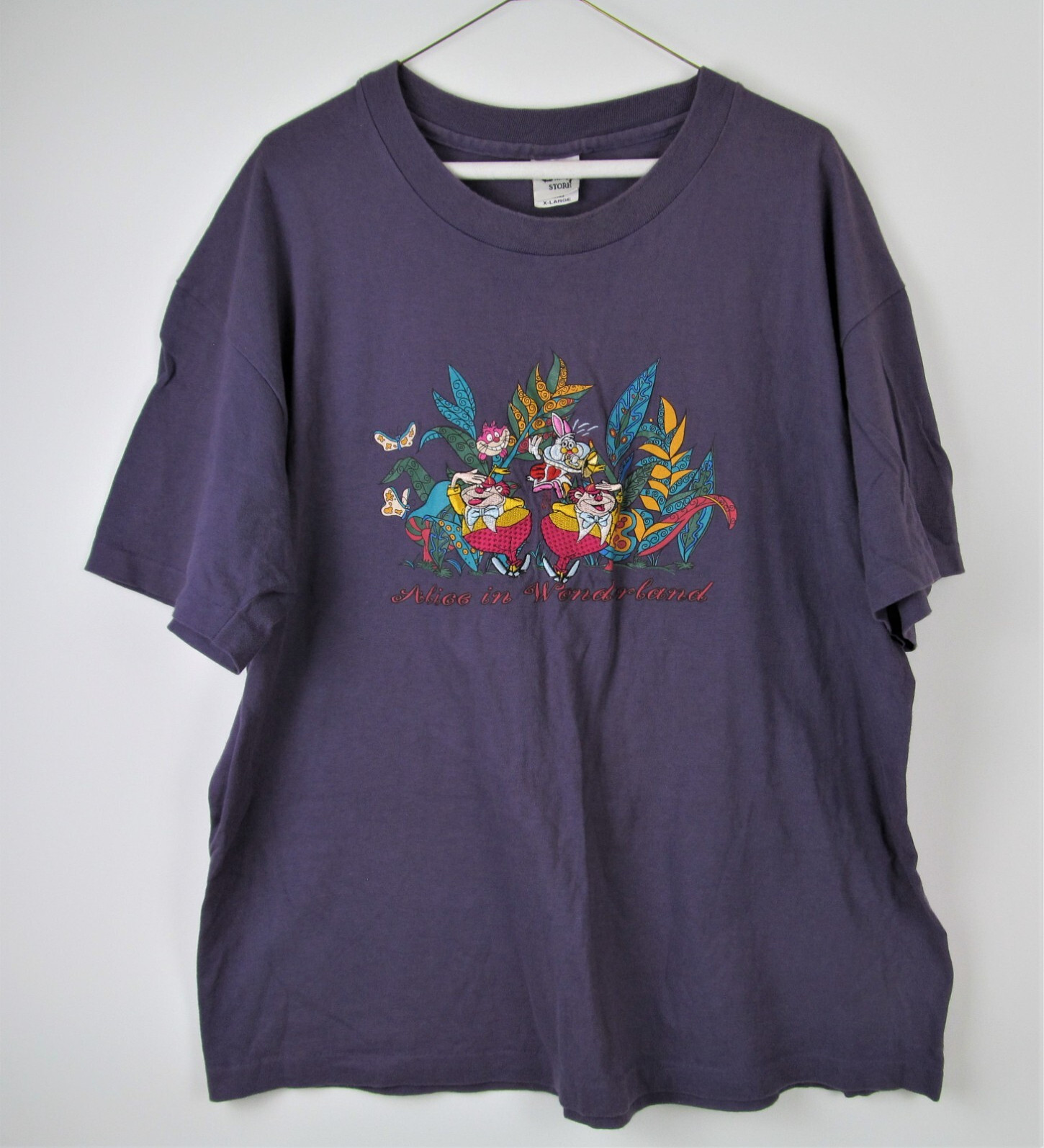 Vintage Alice In Wonderland Disney Store T-shirt X-Large XL Purple Embroidered gallery
