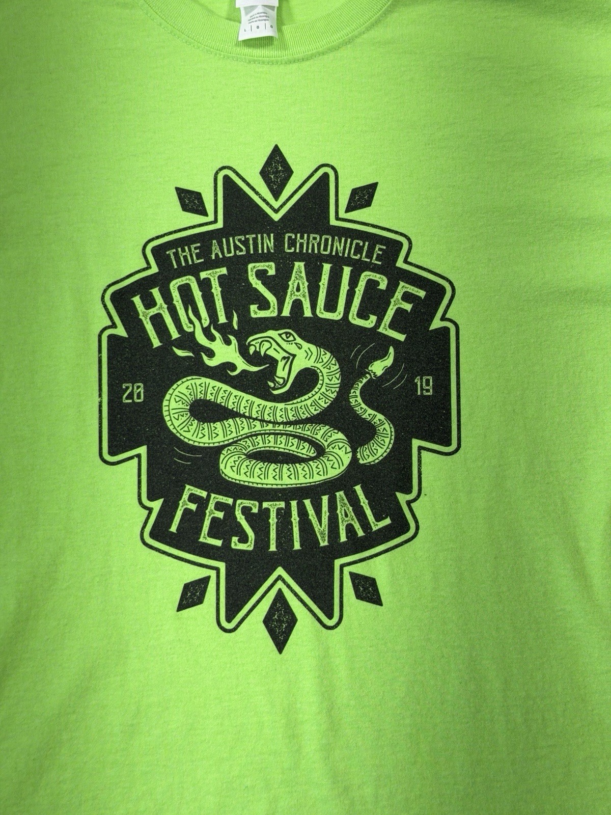 Austin Chronicle Hot Sauce Festival 2019 T-Shirt Lime Green Mens Large Pre-Owned gallery