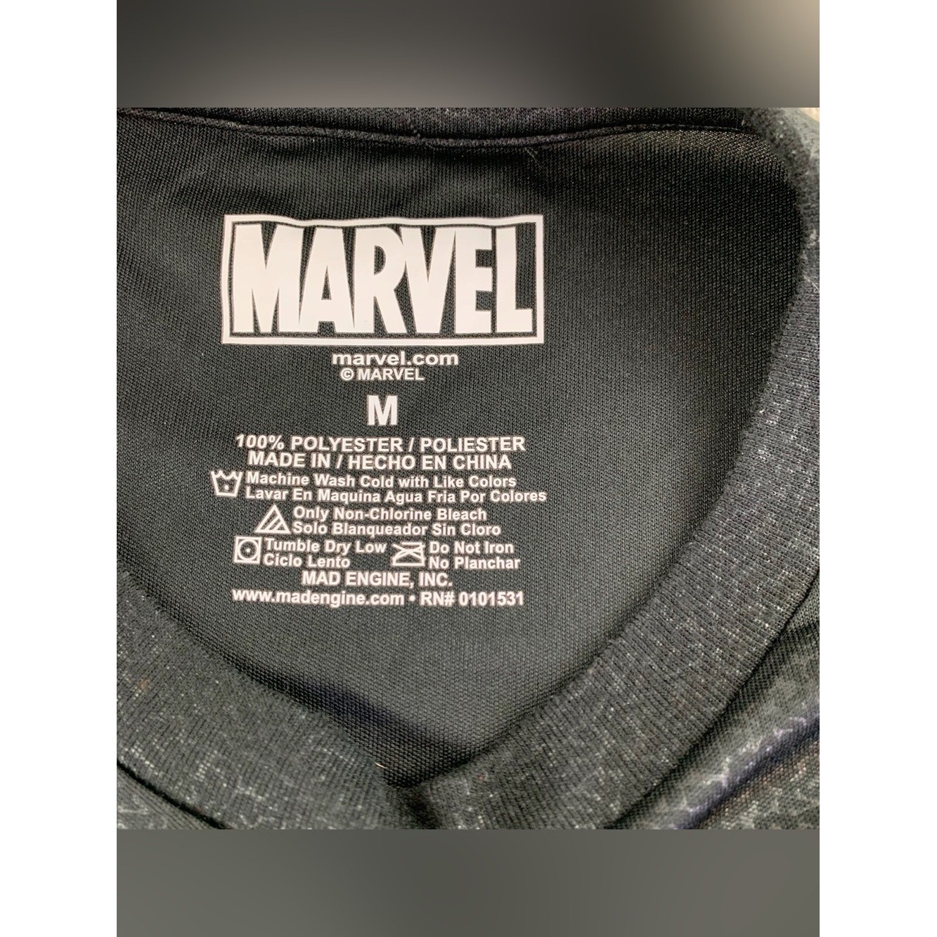 Marvel Black Short Sleeve Tee with Smoky Punisher Skull shiny textured fabric gallery