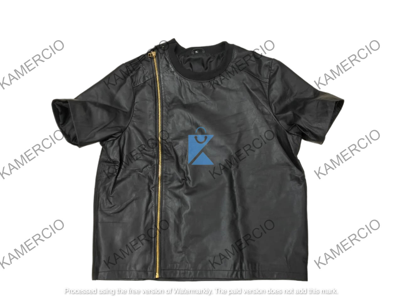 New Men T-Shirt Black Stylish Handmade Lambskin Genuine Leather Fashion Summer gallery