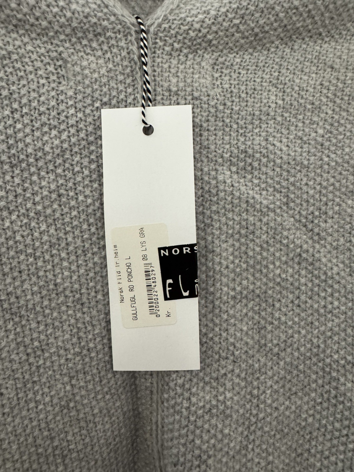 Women's GullFugl Norway 100% Lambswool Sweater Poncho, Large, color Light Grey gallery