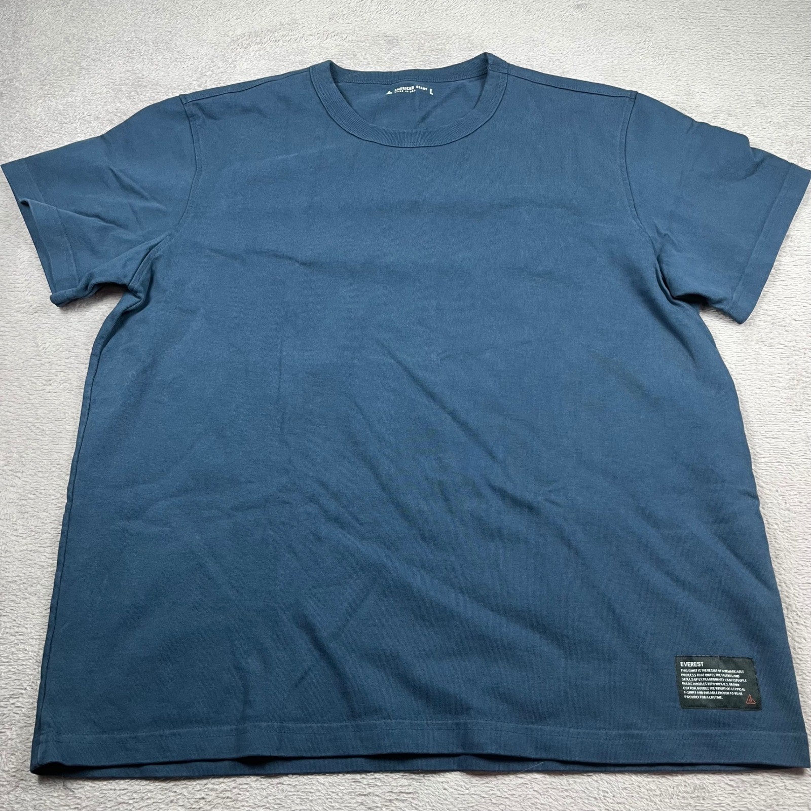 American Giant Everest T Shirt Mens Large Blue Heavyweight Cotton Made in USA L