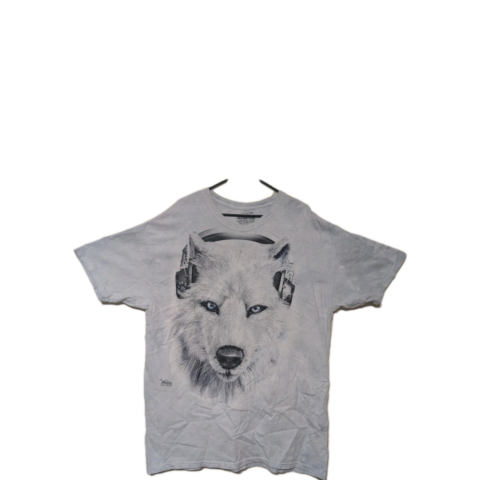 The Mountain Mens T-shirt Blue "White Wolf DJ" Flawed Retired Logo 2XL #6067 gallery