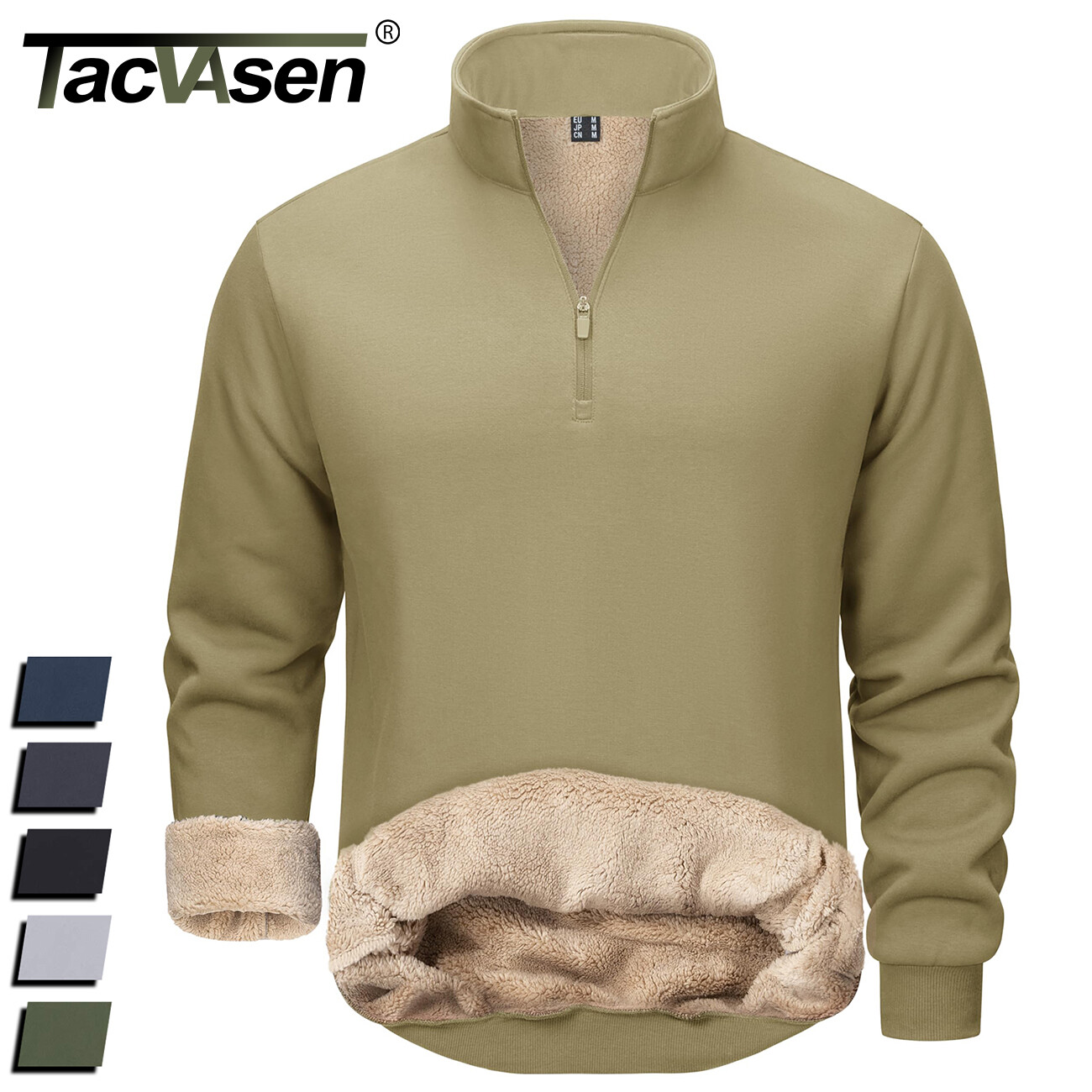 Men's 1/4 Zip Sweatshirt Sherpa Lined Fleece Pullover Heavyweight Winter Sweater gallery