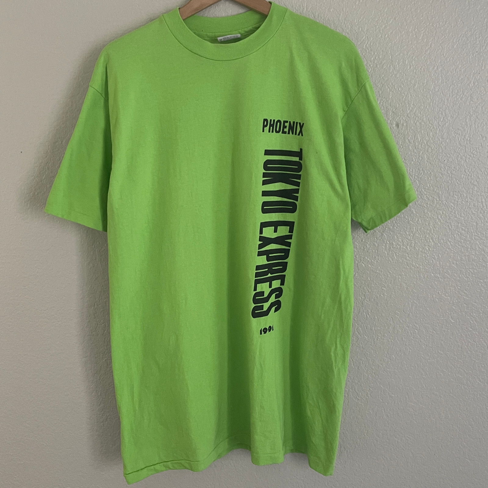 Vintage Hanes Beefy T Mens Shirt XL Green Single Stitch Tokyo Express 1991