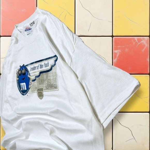 Vintage M&M Candy Cartoon Tee Y2K Men XL White Leader Of The Pack Promo Shirt gallery