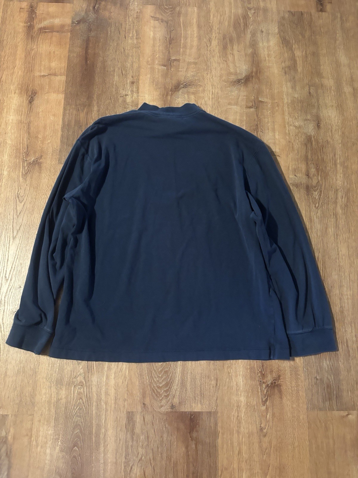 Y2K Nike Mock Neck Long Sleeve T-Shirt Navy Blue Embroidered Swoosh Size Large gallery