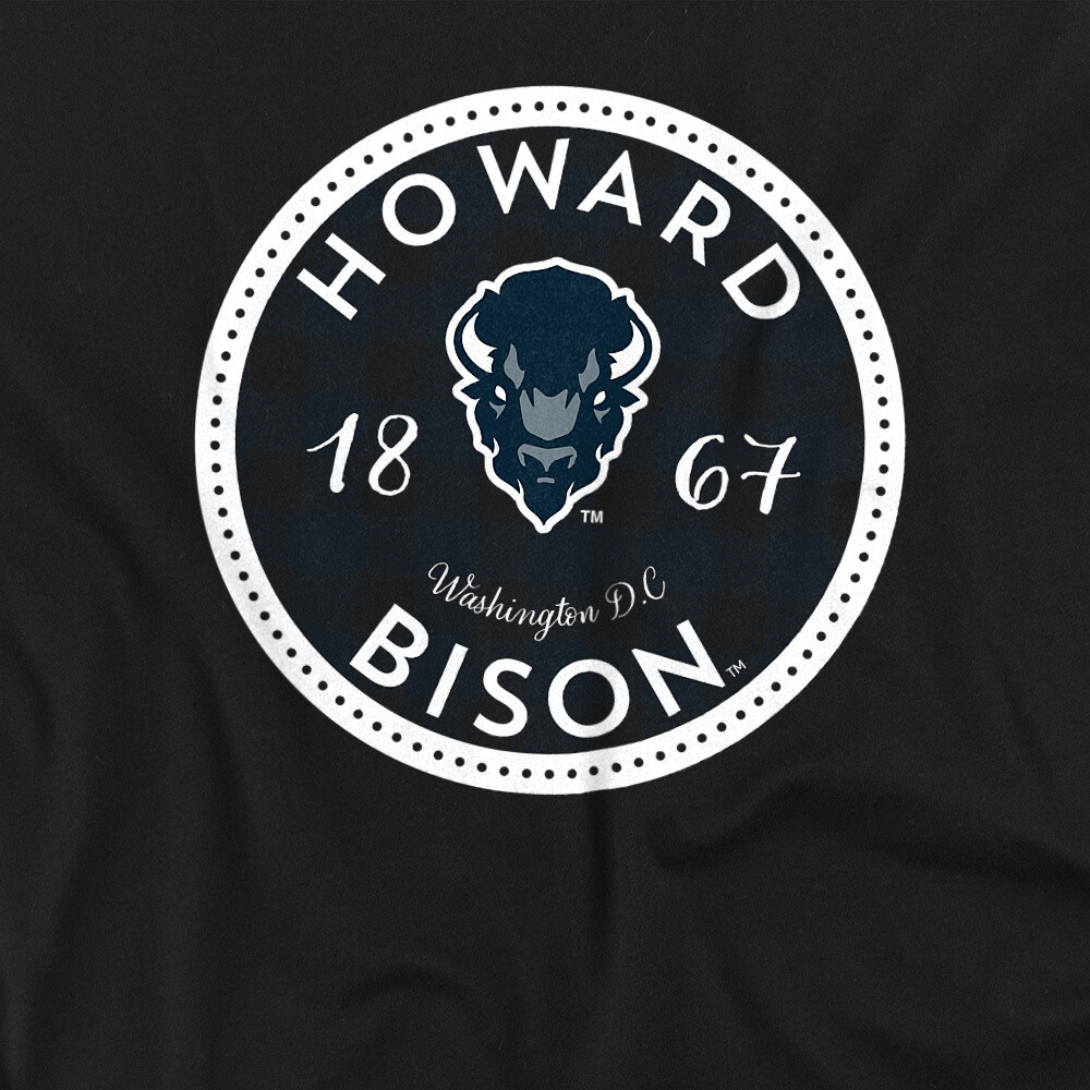 Howard University Adult T-Shirt Plaid Badge, Black, S-5XL gallery