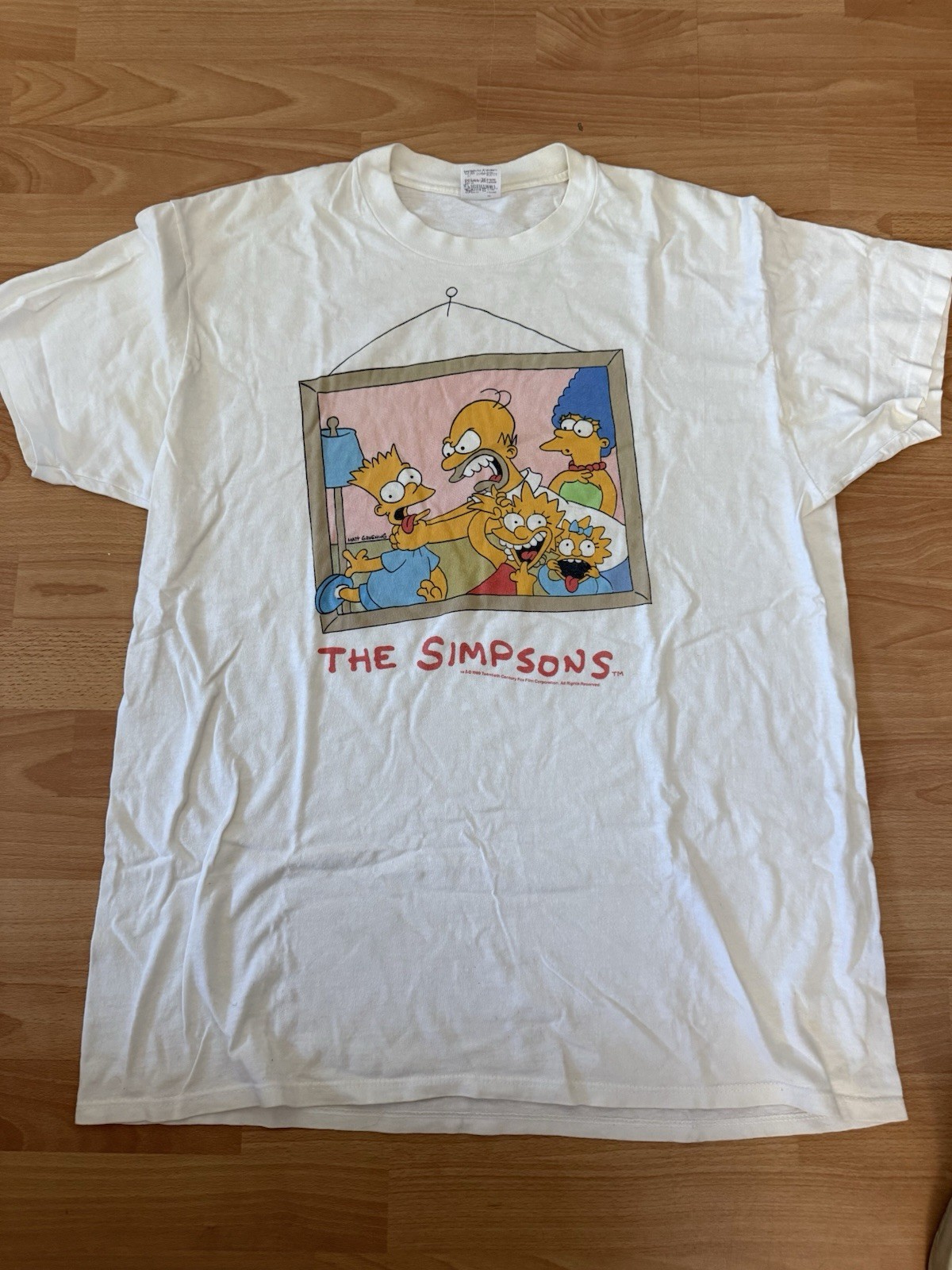 Vintage 90s The Simpsons Family Portrait T-Shirt Size Large White 1989 RARE XL