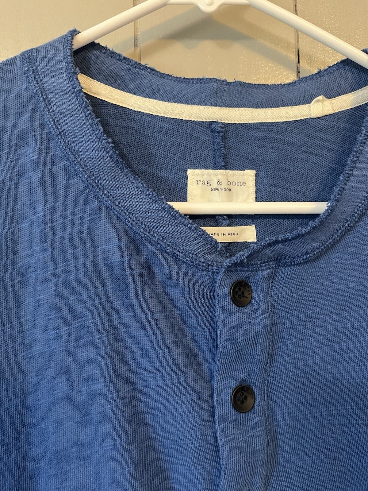 rag & bone Raw Edge Henley T-Shirt Men XXL Blue Short Sleeve Modern Classic gallery