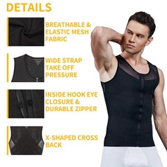 Mens Gynecomastia Moobs Belly Compression Shirt Zipper Slimming Body Shaper Vest