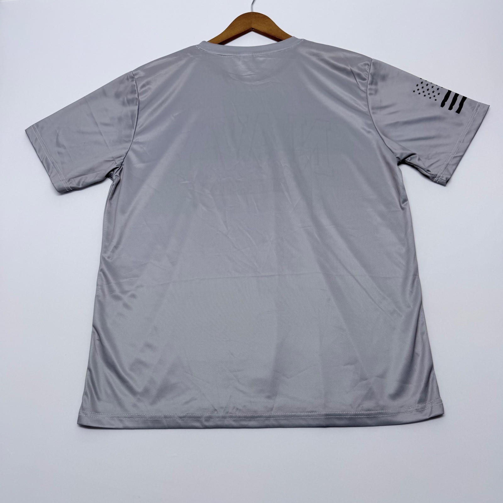 Navy Veteran Graphic T-Shirt Mens Large Grey Polyester Performance Tee US Flag gallery