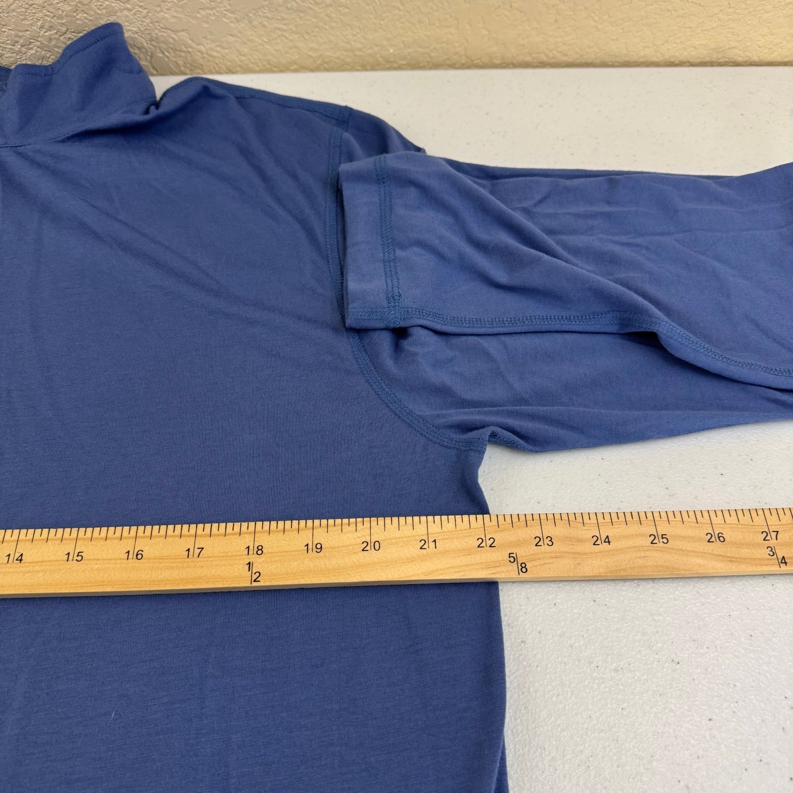 L.L. Bean Pullover Mens L TALL Blue Lightweight T-Shirt Baselayer 1/4 Zip Active gallery