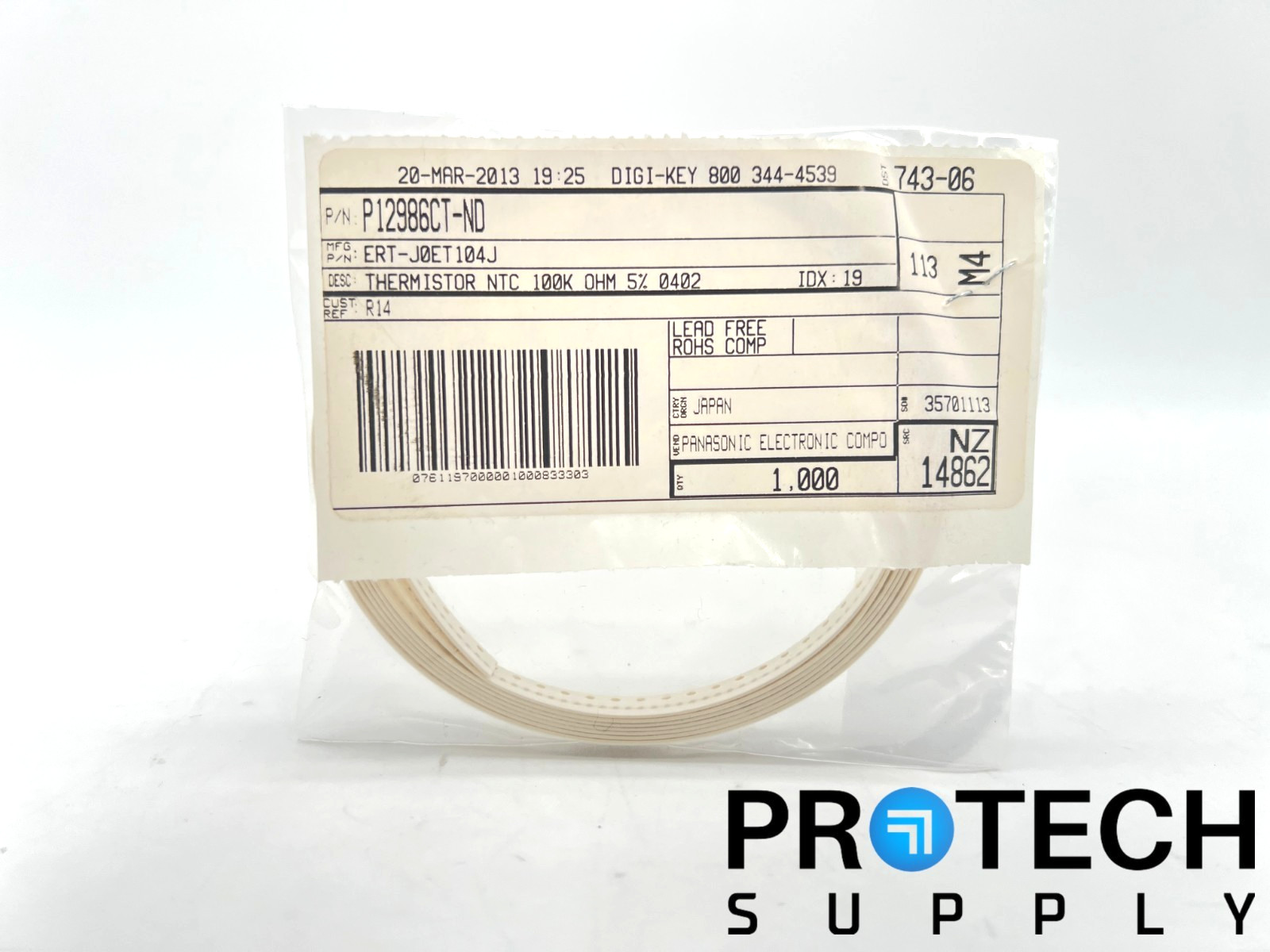 (1000/Pk) Panasonic ERT-J0ET104J NTC Thermistor NEW with WARRANTY