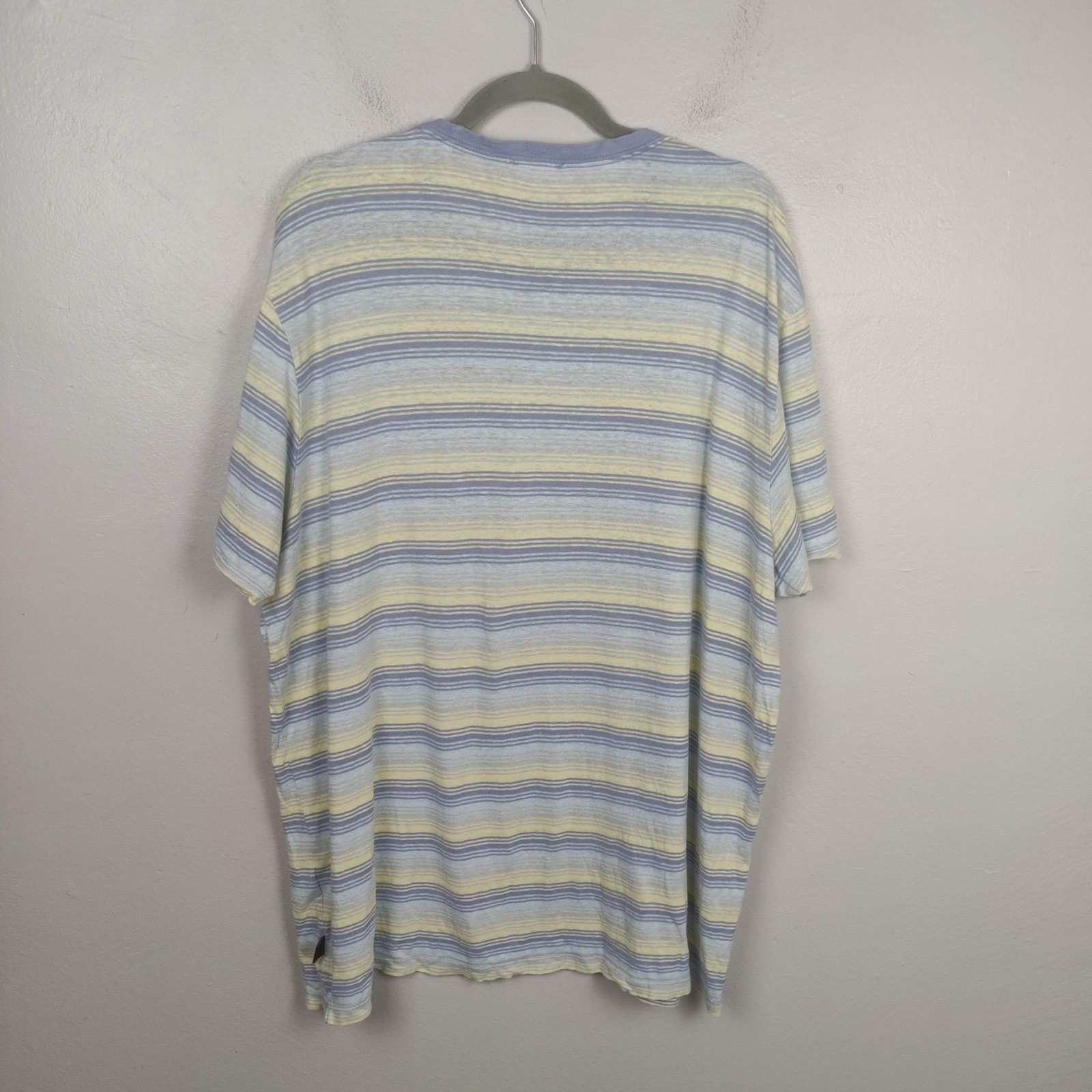 Patagonia Trail Harbor Pocket Tee Mens XXL Pale Yellow Blue Stripe Hemp Cotton gallery